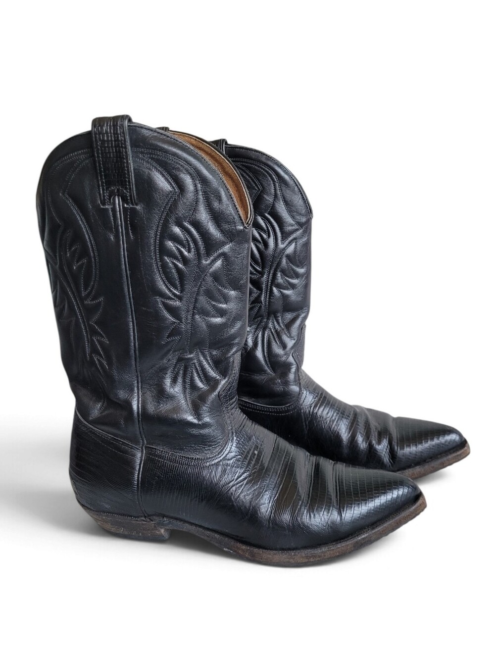 Boulet Classic Men’s Black Leather Cowboy Boots Western Rodeo Size 10